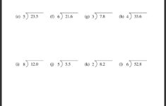 Dividing Hundredthsa Whole Number A Printable Decimal Division