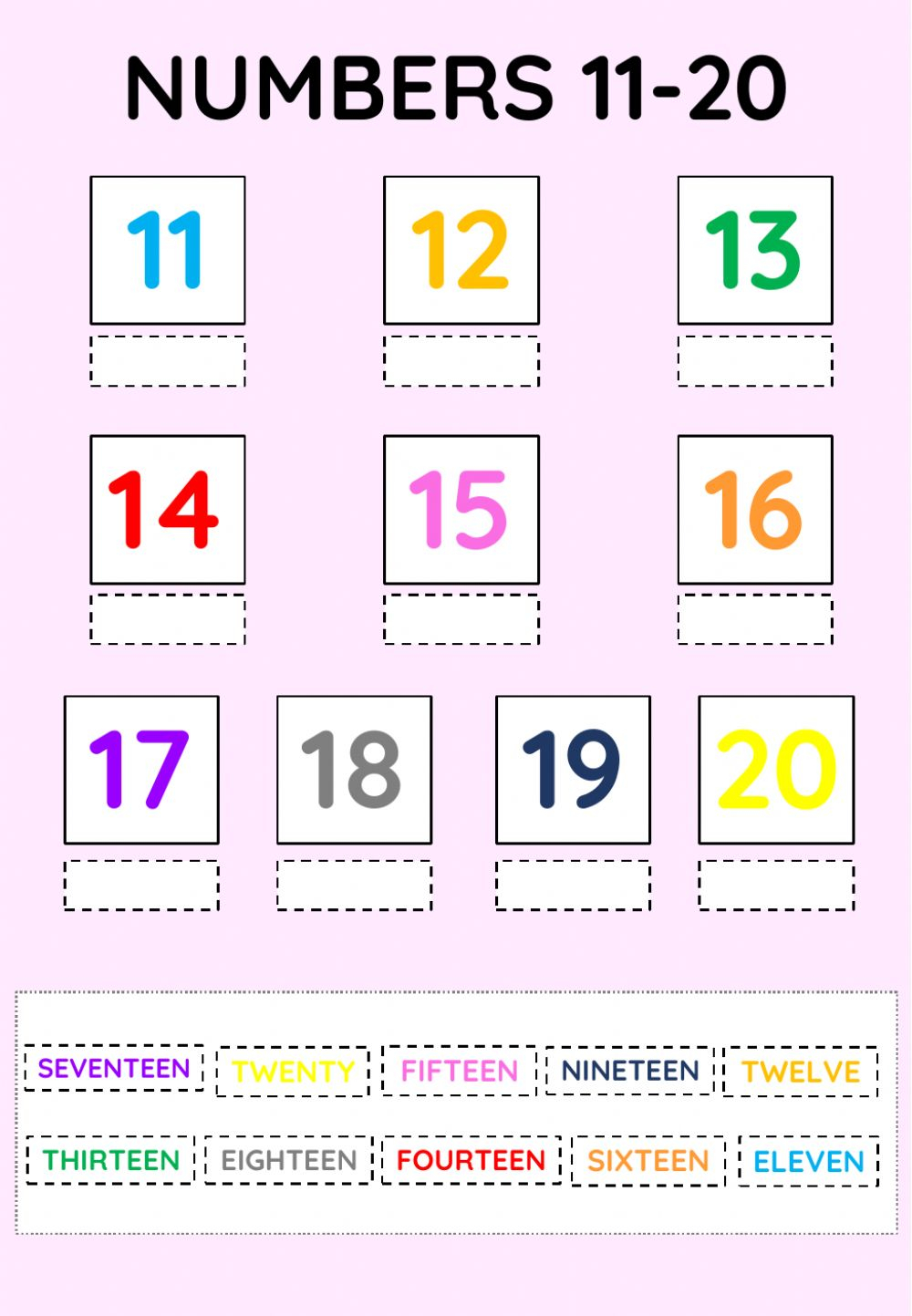 Ejercicio Interactivo De Numbers 11 20 Para Primero De Primaria