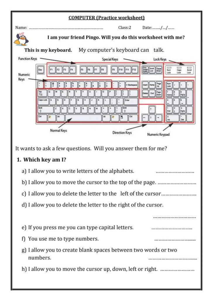 Free Printable Computer Keyboarding Worksheets Worksheet For Class 2 ...