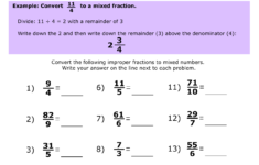 Improper fractions