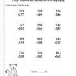 Math Worksheets Adding And Subtracting Three Digit Numbers Addition