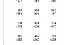 Math Worksheets Adding And Subtracting Three Digit Numbers Addition