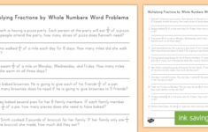 Multiplying Fractions By Whole Numbers Word Problems Worksheet Worksheet