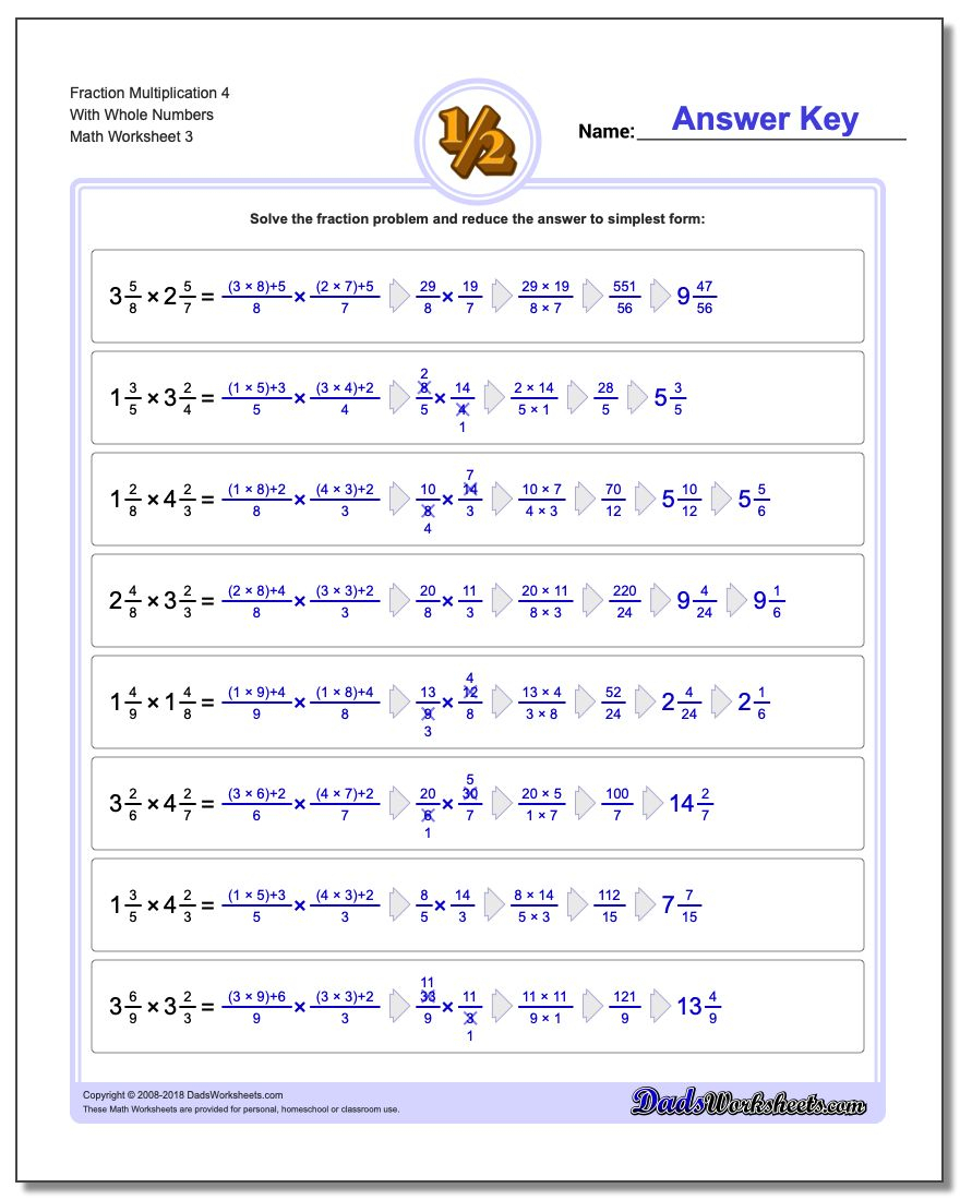 Multiplying Fractions By Whole Numbers Word Problems Worksheets