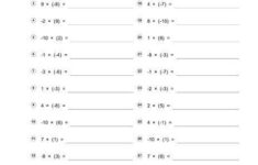 Multiplying Negative Numbers Worksheet Multiplying Positive And