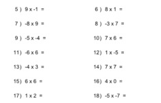 Negative Number Multiplication Worksheet