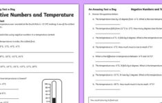 Negative Numbers And Temperature Worksheet Activity Sheet