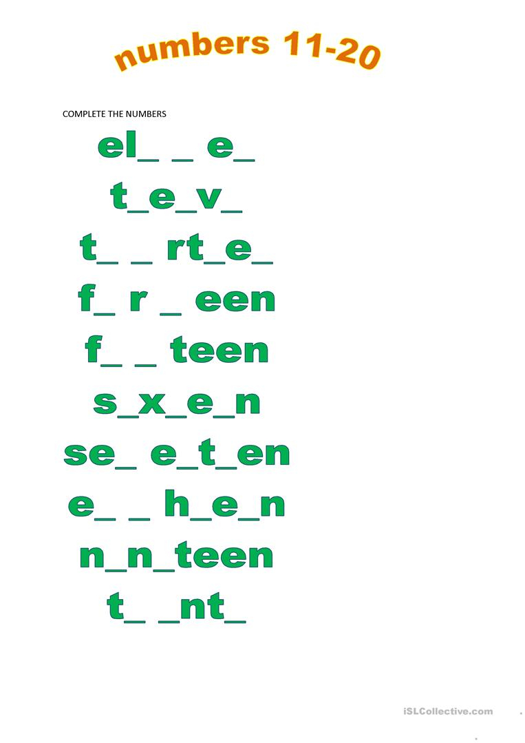 Numbers 10 20 English ESL Worksheets For Distance Learning And