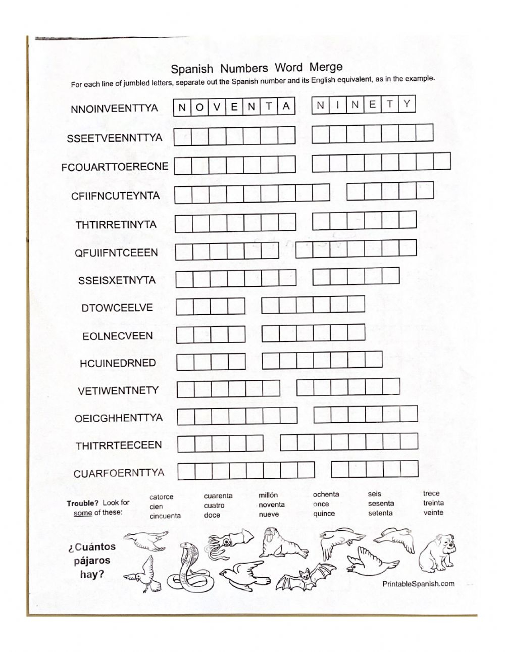 Spanish Numbers Practice 1 100 Worksheet