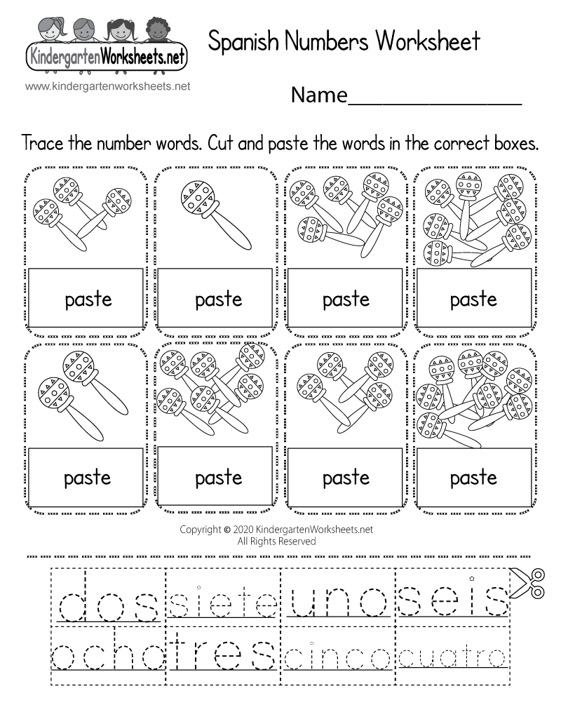 Spanish Numbers Worksheet For Kindergarten Free Printable