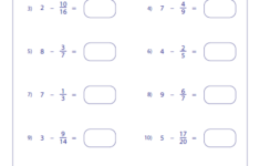 Subtracting Fractions Worksheets