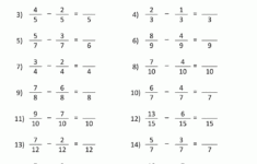 Subtracting Fractions Worksheets