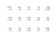 Subtracting Various Multi Digit Numbers From 2 To 4 Digits With Comma