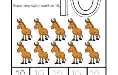 Tracing Number 10 Worksheets For Kindergarten